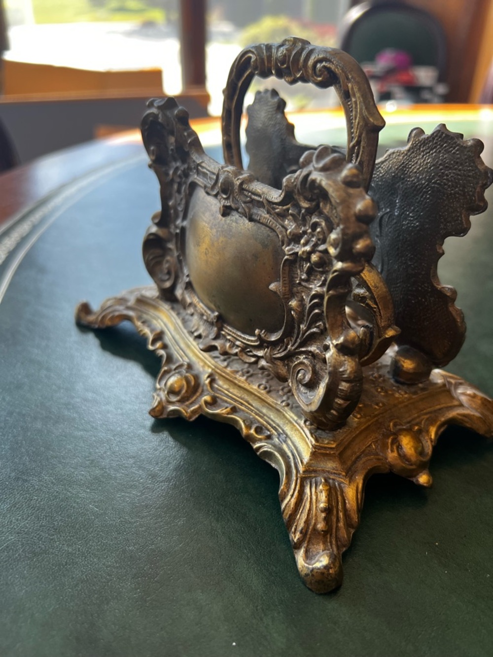 Antique Vintage Ornate Brass Napkin or Letter Holder - Picture 7 of 8